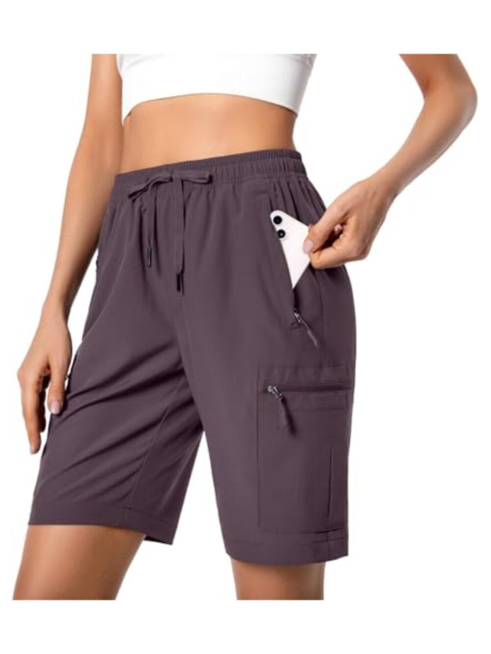 Hugut Women's Lightweight Hiking Cargo Shorts Quick Dry Water Resistant